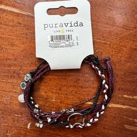Pura Vida Purple and Black Braided Bracelet Set - Picture 2 of 2